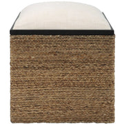 Uttermost Island Beige Performance Fabric Coastal Style Square Accent Stool