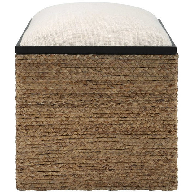 Uttermost Island Beige Performance Fabric Coastal Style Square Accent Stool