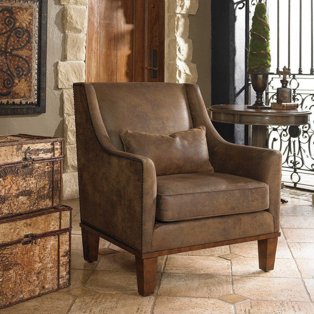 Uttermost Clay Velvety Soft Brown Fabric Armchair