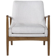 Uttermost Bev Taupe & White Chevron Performance Fabric Scandinavian Wood Accent Chair