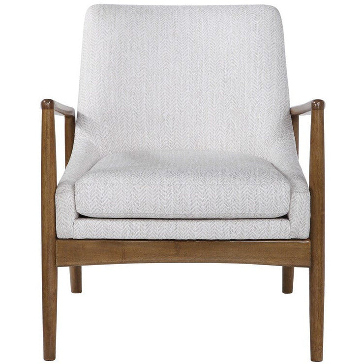 Uttermost Bev Taupe & White Chevron Performance Fabric Scandinavian Wood Accent Chair