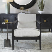 Uttermost Brunei White Fabric Dark Expresso Wood Modern Accent Chair