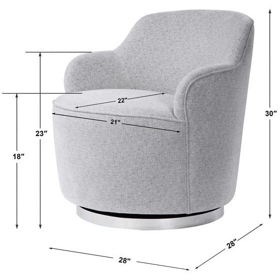 Uttermost Hobart Stone Linen Swivel Chair With Stainless Steel Base