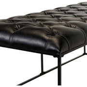 Surya Savoy Modern Black Faux Leather Tufted Bench With Black Metal Base SVY-002
