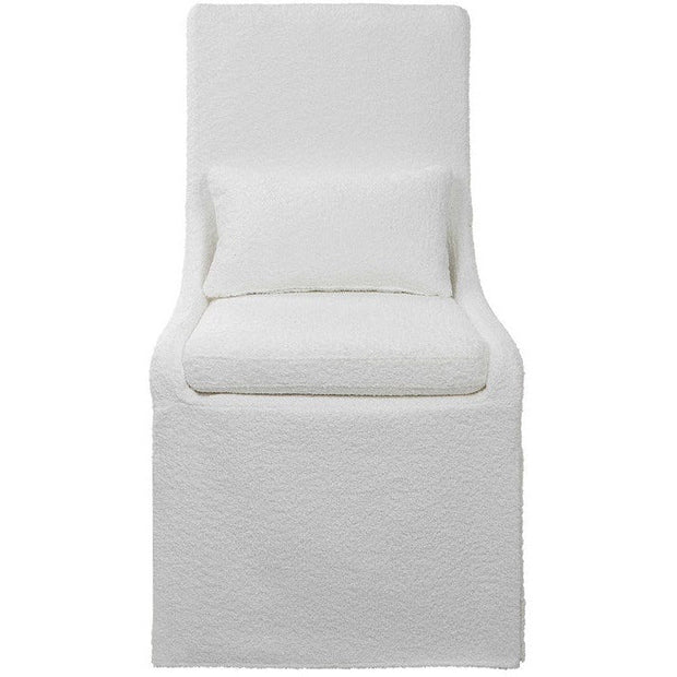 Uttermost Coley White Linen Performance Fabric Slipcovered Armless Chair With Pillow