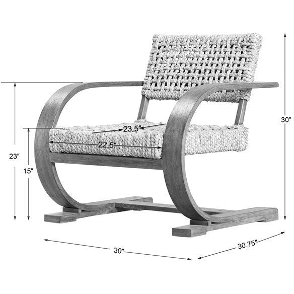 Uttermost Rehema Modern Bohemian Natural Woven Seat with Curved Wood Frame Accent Armchair