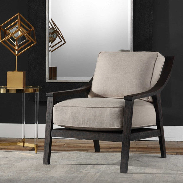 Uttermost Lyle Beige Linen Modern Accent Armchair