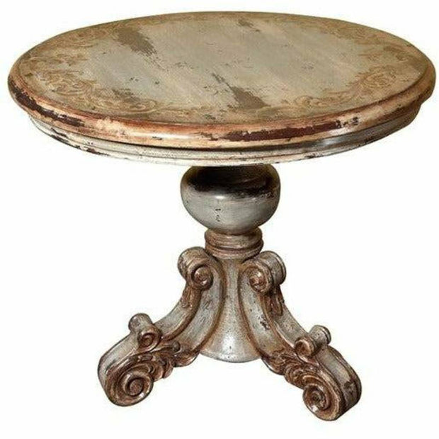 Casa Bonita Peruvian Hand-Painted Carved Wood Cielo Round Entry Table