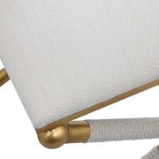 Uttermost Socialite Upholstered Seat Gold Leaf & White Iron Bench