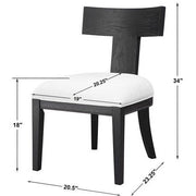 Uttermost Idris White Slubbed Performance Fabric Charcoal Black Wood Modern Dining Chair