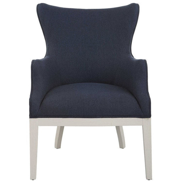Uttermost Gordonston Regatta Blue Fabric White Wood Accent Armchair