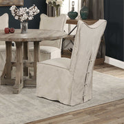 Uttermost Delroy Stone Ivory Nubuck Leather Slipcover Dining Chairs Set of 2