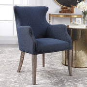 Uttermost Yareena Denim Blue Linen Contemporary Wingback Chair