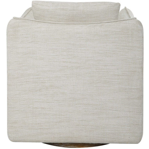 Uttermost Corben White Linen Swivel Armchair