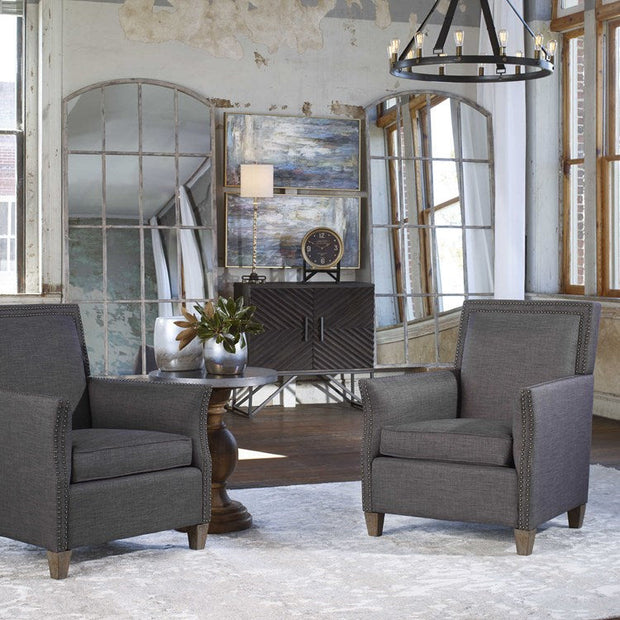 Uttermost Darick Charcoal Gray Linen Modern Club Chair