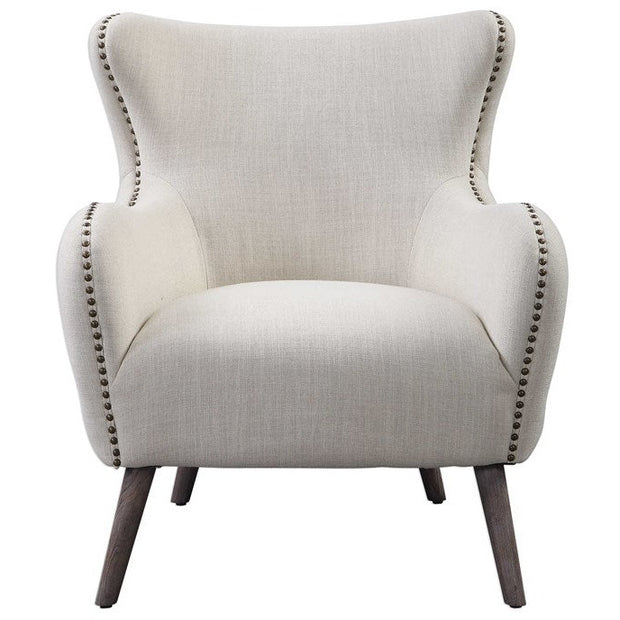 Uttermost Donya Cream Linen Accent Chair With Button Tufted Back