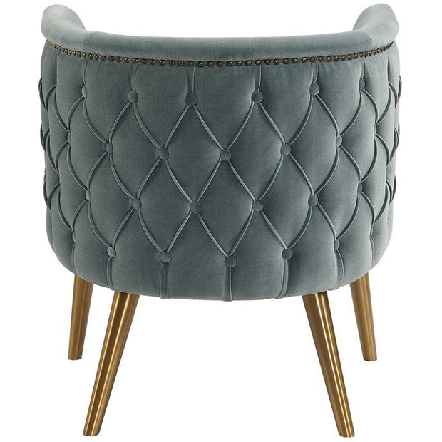 Uttermost Haider Slate Blue Velvet Barrel Accent Chair