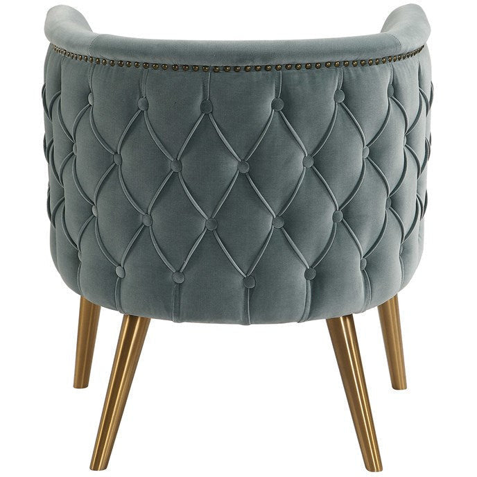 Uttermost Haider Slate Blue Velvet Barrel Accent Chair