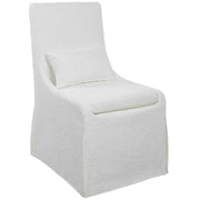 Uttermost Coley White Linen Performance Fabric Slipcovered Armless Chair With Pillow