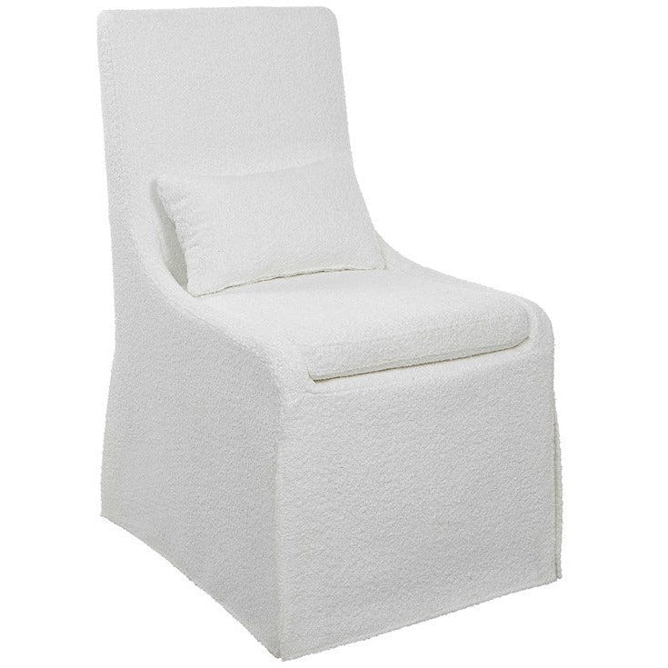 Uttermost Coley White Linen Performance Fabric Slipcovered Armless Chair With Pillow