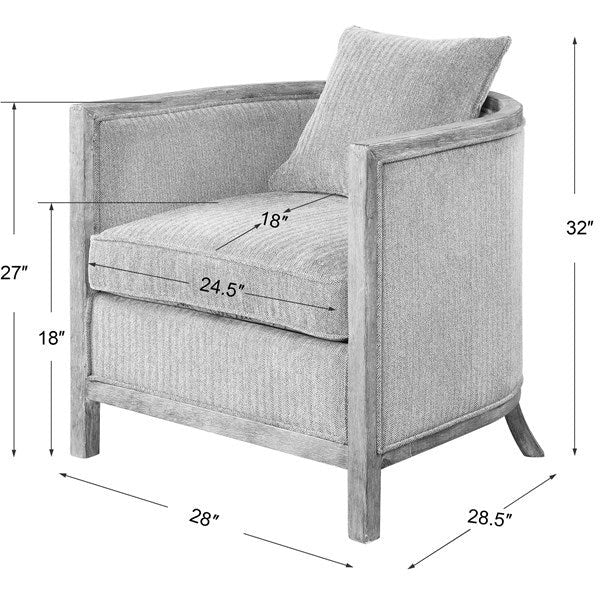 Uttermost Viaggio Gray Chenille Barrel Back Tub Chair