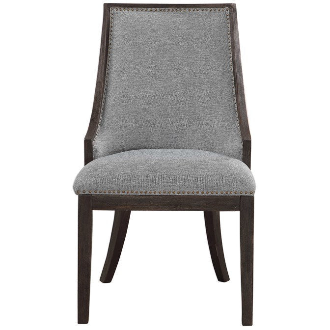 Uttermost Janis Light Denim Woven Fabric Curved Back Accent Chair