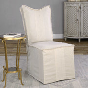Uttermost Lenore Flax Seed Linen Slipcover Dining Chairs Set of 2