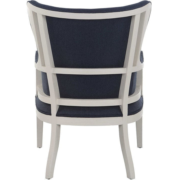 Uttermost Gordonston Regatta Blue Fabric White Wood Accent Armchair