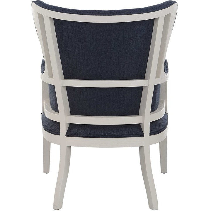 Uttermost Gordonston Regatta Blue Fabric White Wood Accent Armchair