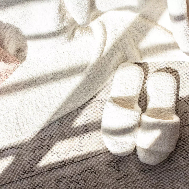 Kashwere Ultra Soft Creme Plush Spa Slippers