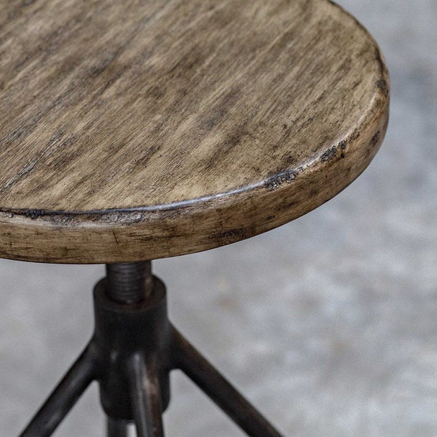 Uttermost Dalvin Driftwood Pub Stool With Industrial Iron Base