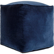 Surya Modern Blue Cotton Velvet Pouf Ottoman CVPF-019