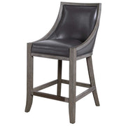 Uttermost Elowen Steel Gray Faux Leather Counter Stool With Wood Frame