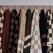 Kashwere  Blankets Ultra Soft Check Cozy Throws Available In Teddy/Crème, Sienna/Malt, Olive/Malt, Vintage Rose/Syrah & Black/Agate