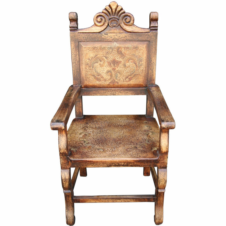 Casa Bonita Peruvian Hand-Painted Carved Wood Toscana Dining Arm Chair
