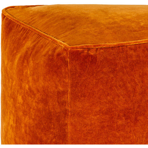 Surya Modern Orange Cotton Velvet Pouf Ottoman CVPF-020