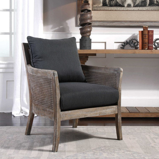 Uttermost Encore Dark Gray Fabric Cane Armchair