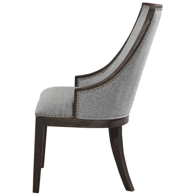 Uttermost Janis Light Denim Woven Fabric Curved Back Accent Chair