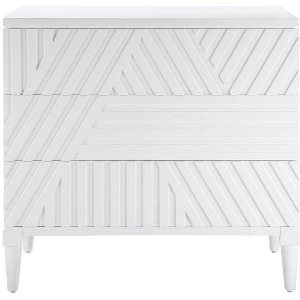Uttermost Colby White Geometric Wood 3 Drawer Chest