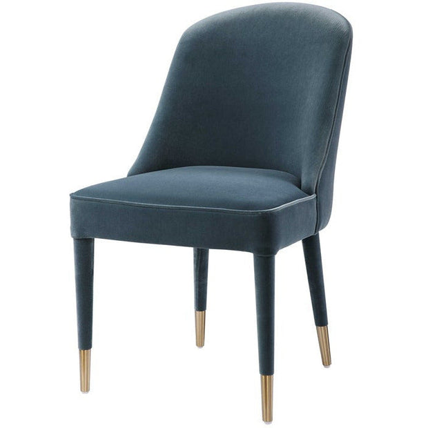 Uttermost Brie Teal Blue Velvet Modern Dining Chairs Set of 2
