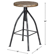 Uttermost Dalvin Driftwood Pub Stool With Industrial Iron Base