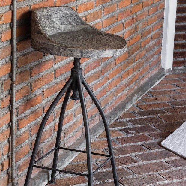 Uttermost Kairu Driftwood Counter Stool With Industrial Iron Base