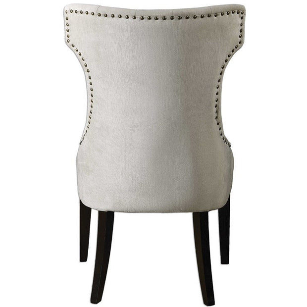 Uttermost Arlette Antique White Velvet Tufted Accent Chair
