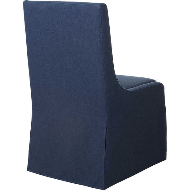 Uttermost Coley Denim Blue Linen Performance Fabric Slipcovered Armless Chair With Pillow