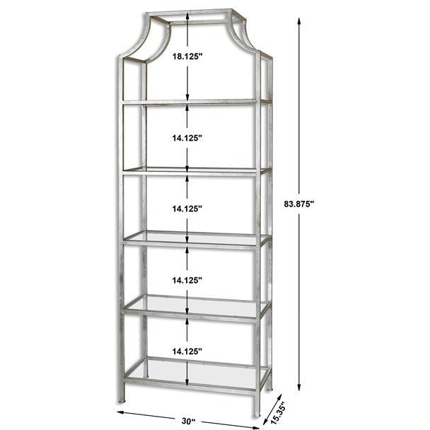 Uttermost Aurelie Silver Leaf Contemporary Etagere Bookcase