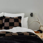 Kashwere Ultra Soft Black With Agate 20 x 20 Plush Check Pillow