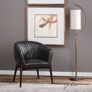 Uttermost Anders Channel-Stitched Faux Leather Onyx Accent Chair