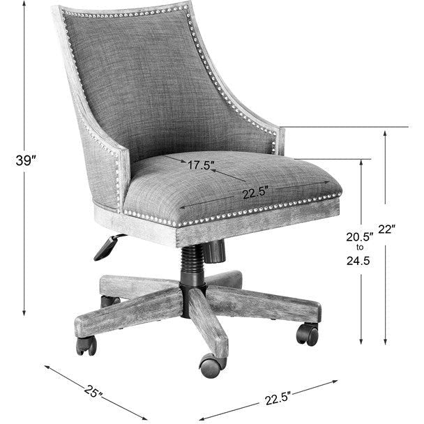 Uttermost Aidrian Charcoal Gray Linen Desk Chair