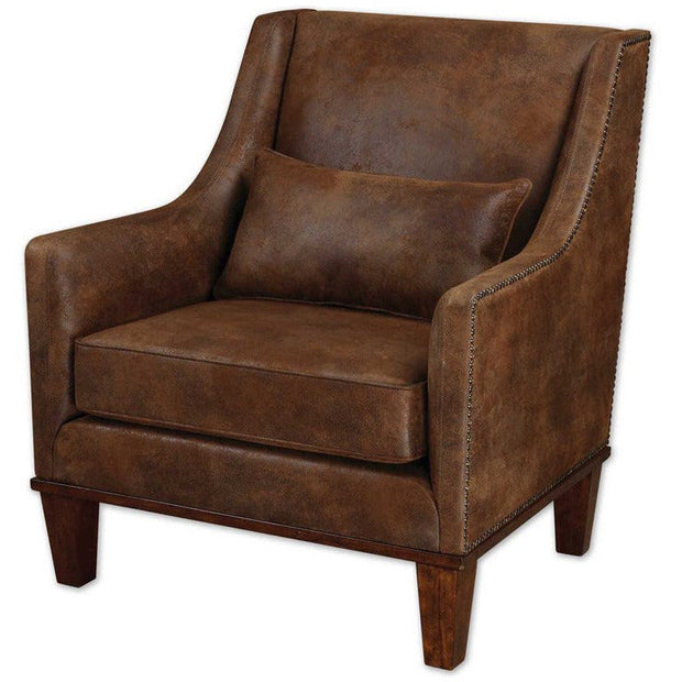 Uttermost Clay Velvety Soft Brown Fabric Armchair