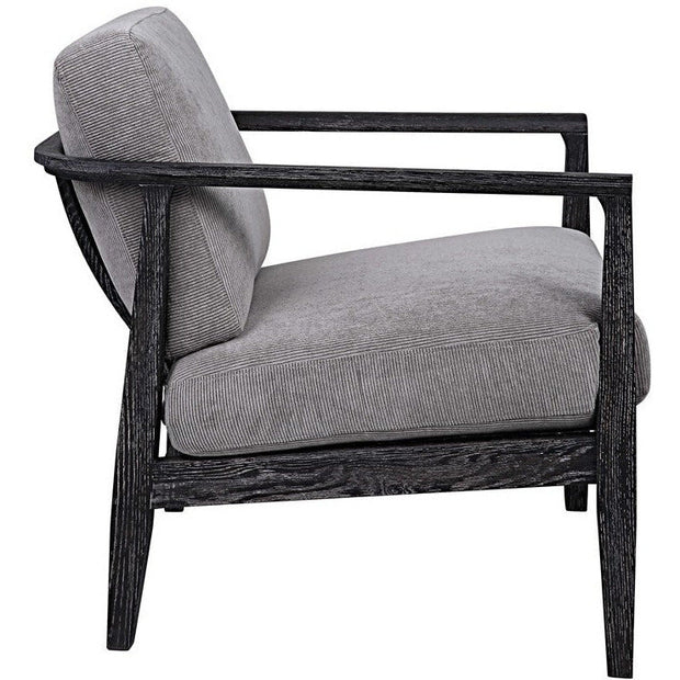 Uttermost Brunei Steel Gray Fabric Dark Ebony Wood Modern Accent Chair